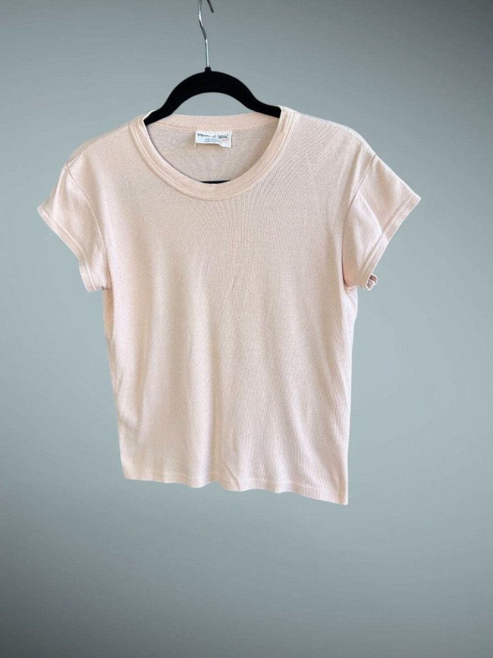 Michael Stars Women's Vintage 100% American T Shirt Peach Crew Neck 100% Cotton